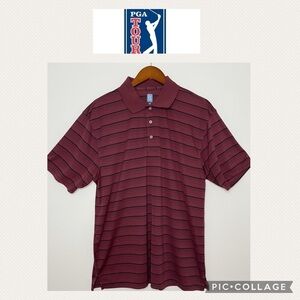 PGA Tour men golf burgundy polo shirt